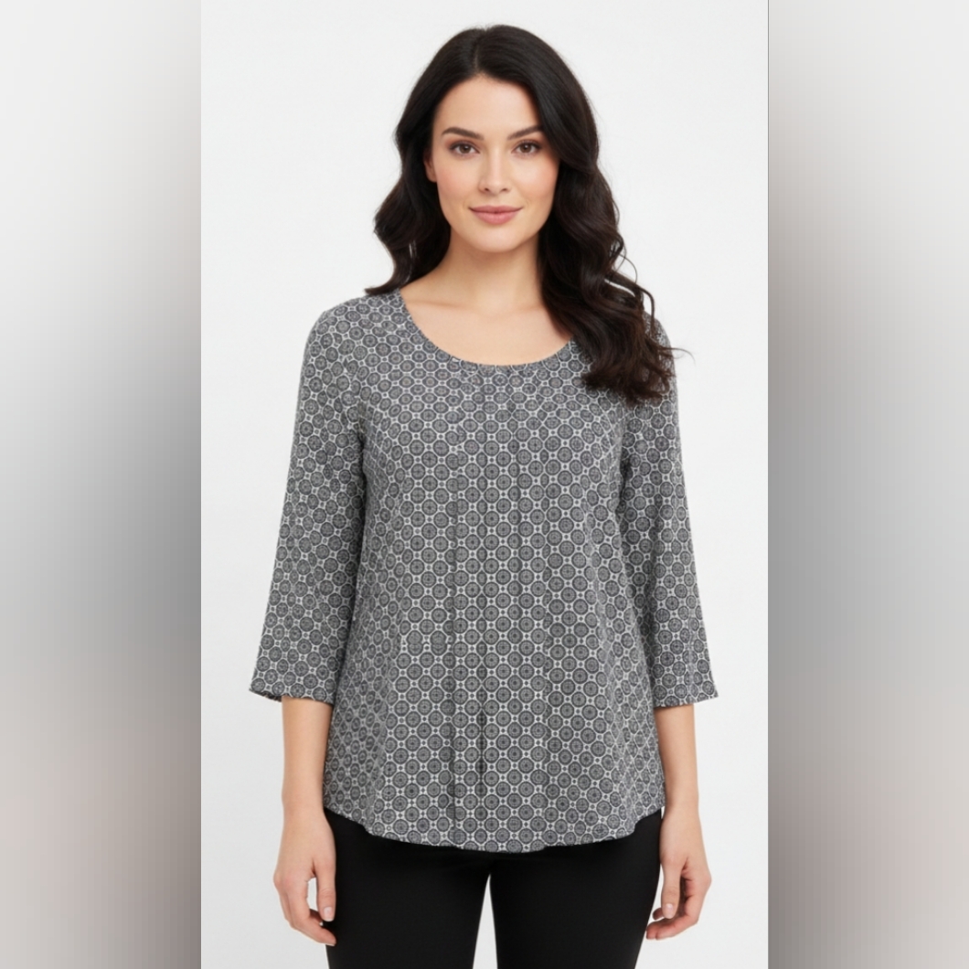 Nwot Preswick & Moore Black And White Geometric Blouse 2x
